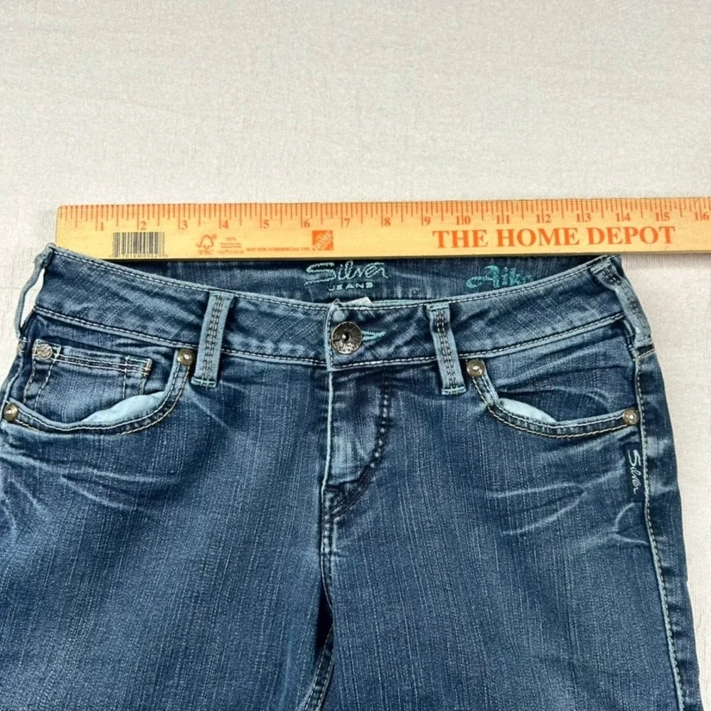 Vintage Silver Jeans Womens 28 Aiko Low Rise Flare Denim Blue Y2K Retro Bell